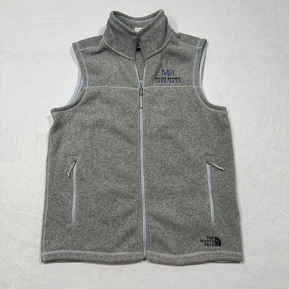North Face Fleece Vest Mens‎ Large Grey Full Zip Embroidered Chest Logo - Picture 1 of 10